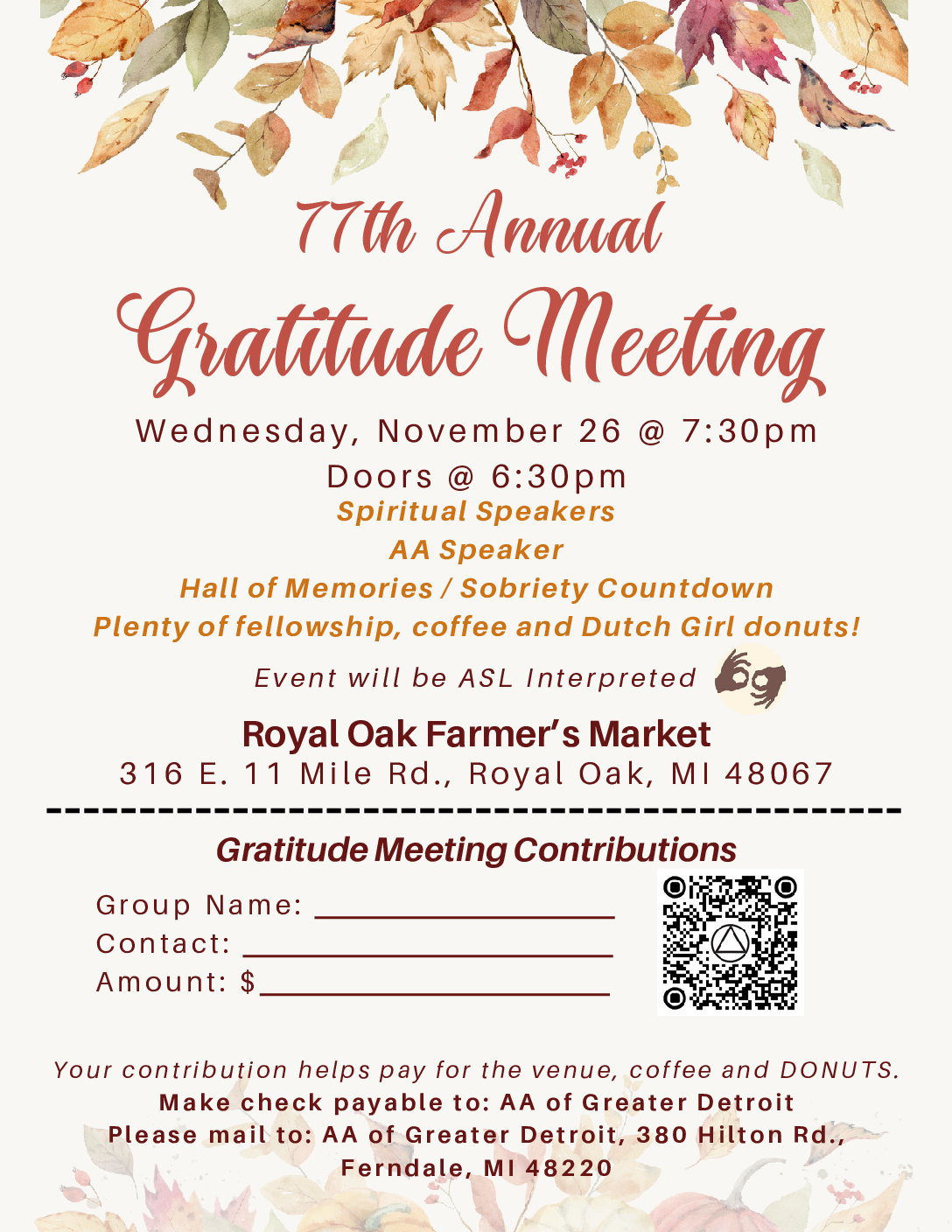 77th Annual Gratitude Meeting