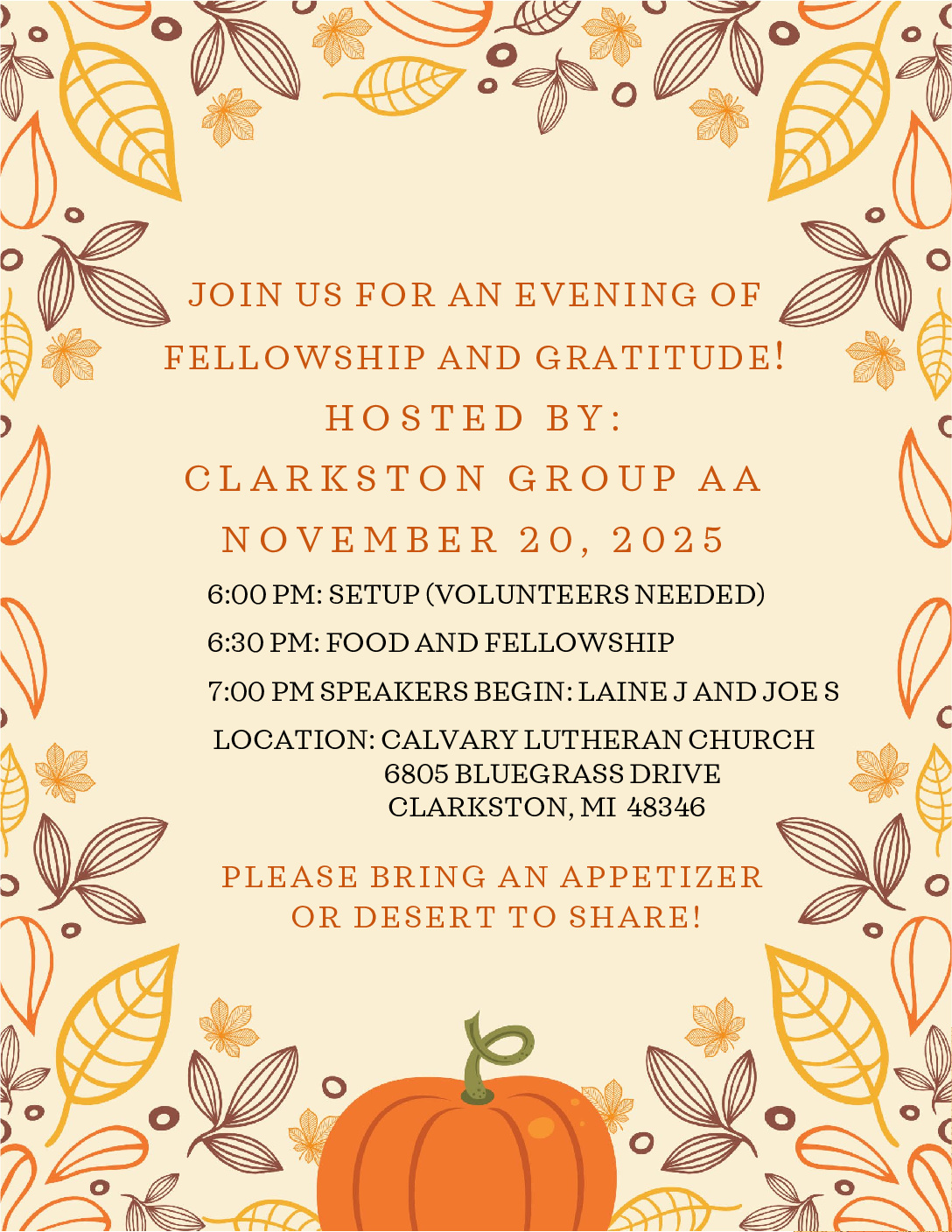 Clarkston Group Gratitude Meeting