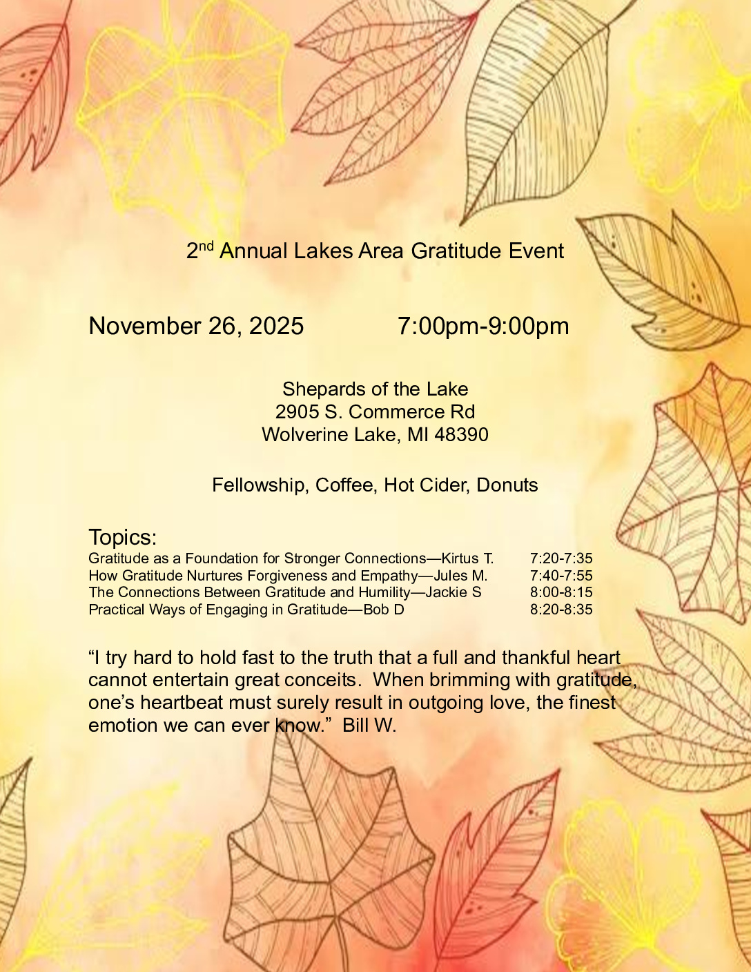 2nd Annual Lakes Area Gratitude Event