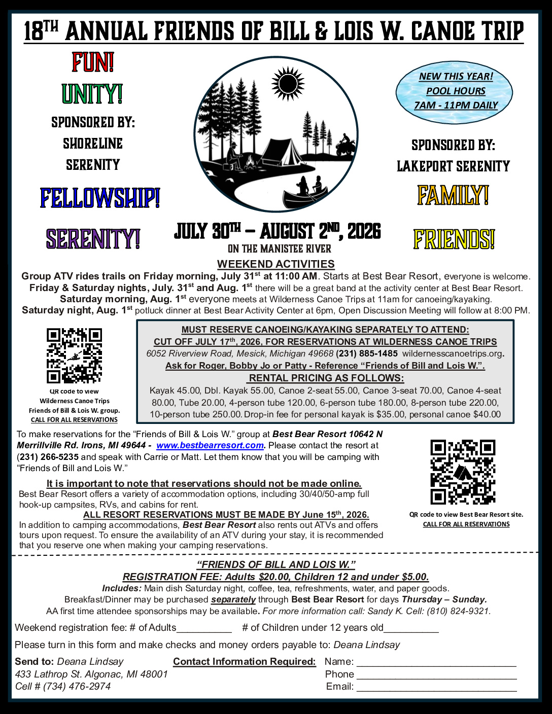 18th Annual Friends of Bill & Lois W. Canoe Trip